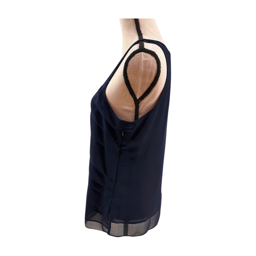Navy Ruffled Pencil Tank Top Size L by Filtre - Picture 4 of 9